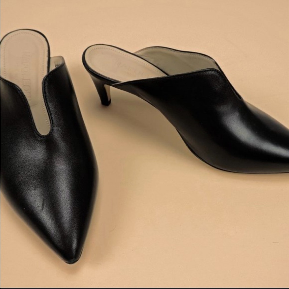 NWOT Nordstroms Napoleoni Mules Black Smooth Leather Pointed Toe